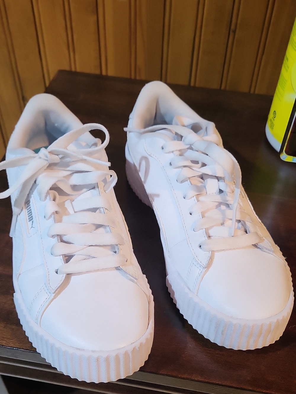 Puma White Leather Carina Lace-Up Sneakers
